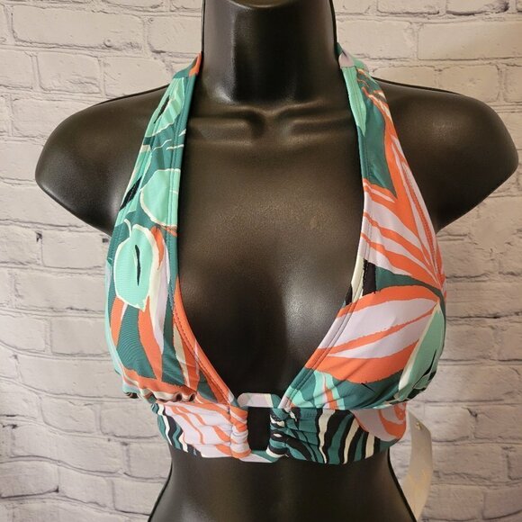 Anne Cole MULTI Zesty Tropical Printed Ring Halter Bikini - Picture 1 of 6